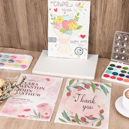 50-Sheet Watercolor Paper Pad, 7 x 10 in, 300 GSM, Deckled Edge - size: 7 x 10inch