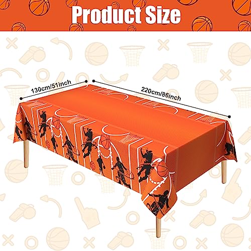 Basketball Tablecloth - 51 x 86 Inch Plastic Table Cover, Party Decorations for Boys Basketball Theme Birthday Party Supplies - color: Basketball