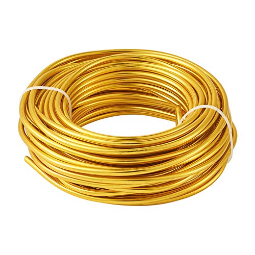 52 Feet 4mm Gold Aluminum Wire Bendable Metal Craft Wire for Beading Sculpting Jewelry Making - color: Round-Gold, size: 4mm