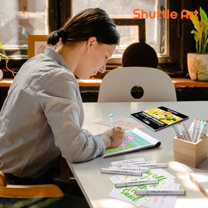 Shuttle Art Marker Pad, 8.3”x7.67” Portable Square Sketchbook, 50 Sheets Marker Drawing Paper, 98LB/160GSM Smooth Surface Bleedproof Art Paper, Glue-Bound, Great for Beginners to Draw, Paint & Sketch - size: 8.3x7.67 inch