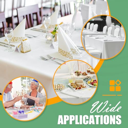 RowinsyDD 54 in X 100 FT White Plastic Table Cover Roll with Slide Cutter - color: White, size: 3600" x 54" (Rectangular)