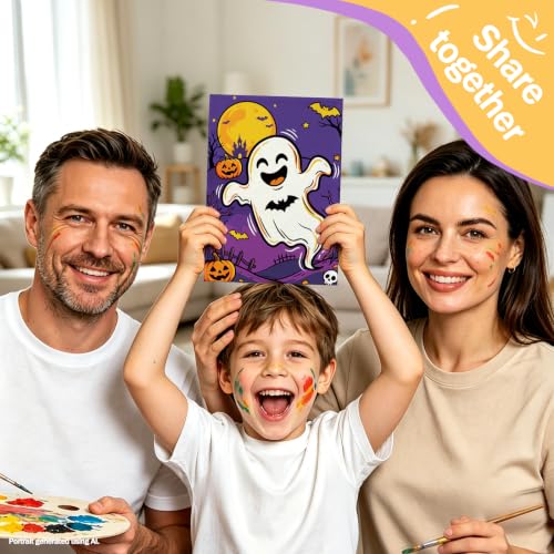 Niteform Pre Drawn Canvas to Paint, Pre Printed Canvas Boards, Pre Stretched Outline Painting Kits for Beginners, Adults, Party Favors & Spring Craft Activities (5 * 7-Halloween) - style: 5*7-Halloween