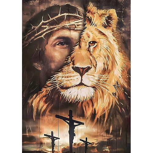 SENQAO Lion Diamond Painting Kits for Adults, Lion & Jesus Diamond Painting DIY 5D Diamond Painting Animal Lion Diamond Art Kits Picture for Home Wall Decor 30x40cm - color: lion