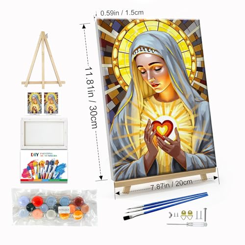 JOOZ 5D Virgin Mary Paint by Numbers Kit for Adults with Frame, 8x12 Inch - color: Virgin Mary 069