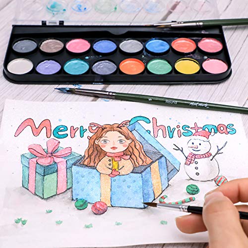 Mont Marte Metallic Watercolor Set, Pearl Paint, 17 Piece, 16 Vibrant Colors, 1 Paint Brush