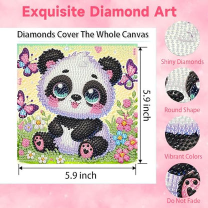 Arttoplus Panda Diamond Art Painting Kits for Kids with Frame 7x7 inch - color: CC966-US