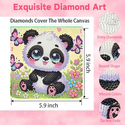 Arttoplus Panda Diamond Art Painting Kits for Kids with Frame 7x7 inch - color: CC966-US