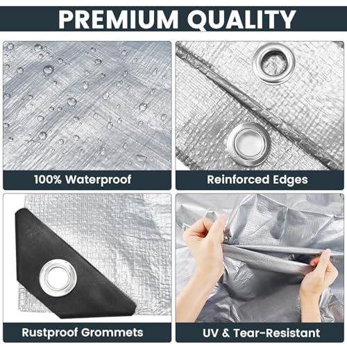 TICONN Heavy Duty Tarp Cover, Extra Thick Tarps Waterproof Tear and Rip Proof UV Resistant Tarpaulin with Reinforced Grommets and Edges (5.5 Mil, 6'x8') - color: Blue, size: 6'x8', 5.5 Mil
