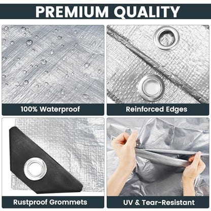 TICONN Heavy Duty Tarp Cover, Extra Thick Tarps Waterproof Tear and Rip Proof UV Resistant Tarpaulin with Reinforced Grommets and Edges (5.5 Mil, 10'x12') (Pack of 2) - color: Blue, size: 10'x12', 5.5 Mil (Pack of 2)