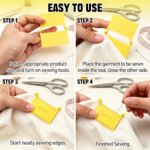 4 PCS Clip-On Sewing Ruler and Clear French Curve Ruler for Sewing Set | Premium Blanket Stitch Guide Tool with 2mm, 3mm, 4mm, 5mm Spacing for Hand-Sewing, Embroidery, Patchwork & Dressmaking