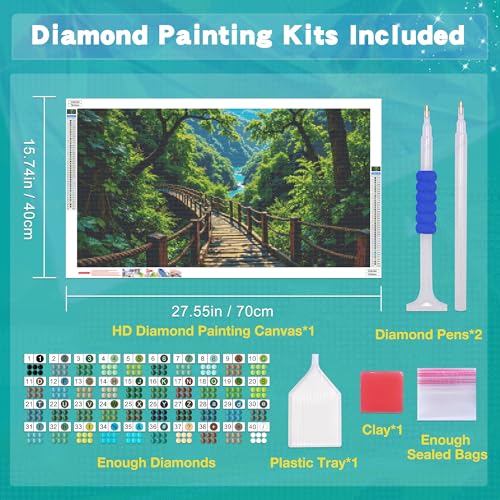 JOOZ Large Diamond Art Kits for Adults DIY 5D Landscape Diamond Painting Kits Full Drill Mountain Diamond Art Painting Bridge Gem Painting Kits for Gift Home Wall Decor 27.5x15.7 Inch - color: Landscape 055