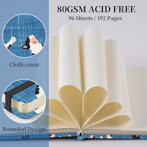 4.8" Pocket Sketch Book,80gsm Hardcover Art Sketchbook for Drawing Journal | Cloth Cover,80gsm Blank Paper,96Sheets,Lay-Flat,Portable Travel Creation Paint Diary Memo Planner,Dry MediaCow Cat - color: Cloth Cover-4.8x4.8in-Cow Cat