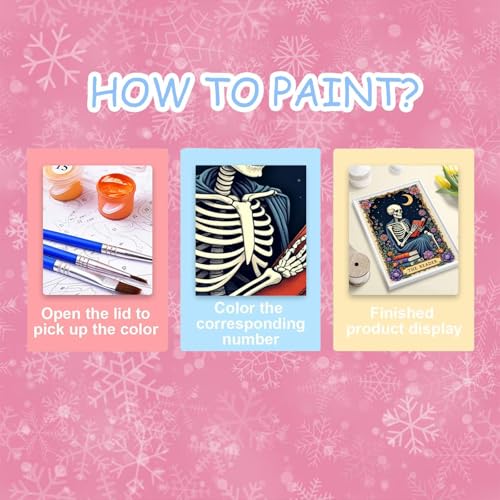 Skull Paint by Numbers Kit for Adults, Skeleton Adult Paint by Number Kits - color: Skeleton