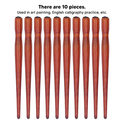 Pissente Nib Pen Holder Set, Pack of 10 Comfortable Grip Smoother Comic Dip Wooden Pen Nib Holder for Beginners Professional Art Painting English Calligraphy and Comic Creation(Mahogany) - color: Mahogany