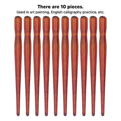 Pissente Nib Pen Holder Set, Pack of 10 Comfortable Grip Smoother Comic Dip Wooden Pen Nib Holder for Beginners Professional Art Painting English Calligraphy and Comic Creation(Mahogany) - color: Mahogany