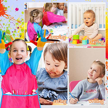 Zkptops 18 Pack Kids Art Smocks Waterproof Kid Painting Aprons Toddler Art Smock Kids Paint Smock with Long Sleeve 3 Roomy Pockets for Age 3-7 Years - color: 18 Pack