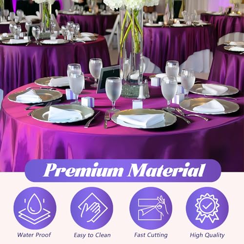 Plastic Table Cover Roll Disposable Tablecloth: 54in X 120ft Table Covers Plastic Table Cover Roll with Easy Slide Cutter Plastic Table Cloths for Parties Disposable-Purple - color: Purple, size: 1440" x 54" (Rectangular)