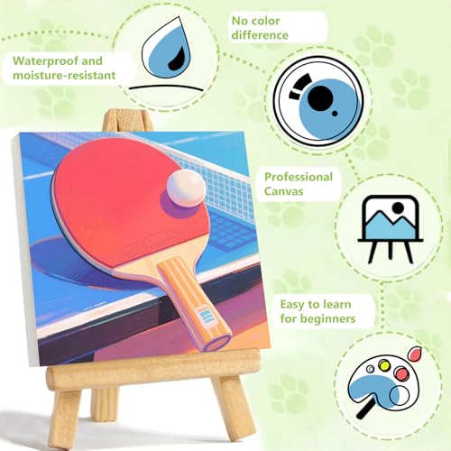 Reivworl Table Paint by Numbers Kit for Kids with Frame 8×8 inch | Table Paint by Number for Kids Age 6-8-12, Acrylic Paint by Numbers for Gifts and Decor - color: Style-13, size: 8×8inch