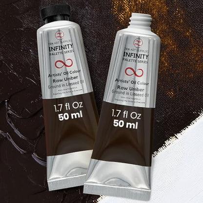ZenART Professional Oil Paint Set - Artist Grade Raw Umber - 2x50ml | Non-Toxic, Buttery Consistency, Rich Pigment, Lightfast Oil Paints for Primed Surface Canvas, Fine Art, Portraits & Landscape - color: Raw Umbre