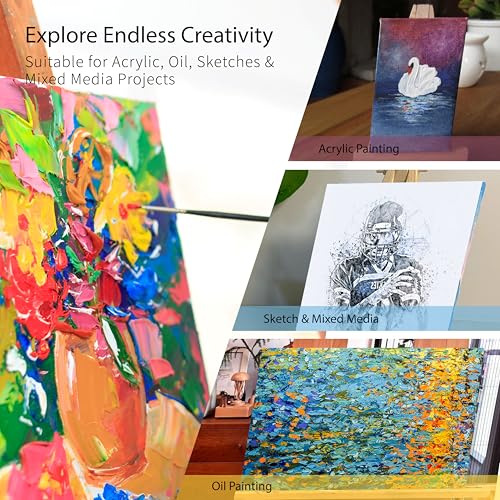 Bianyo 8x10 Inch Stretched Canvas for Painting – 10 Pack, 100% Cotton, Triple Primed & Acid-Free, Heavy-Duty Wood Frame, Blank Art Canvas for Acrylic, Oil, Watercolor & Mixed Media