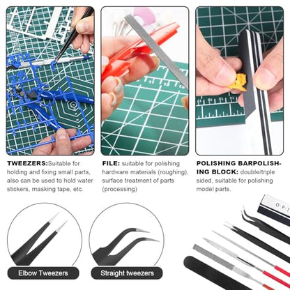 Fippy 29PCS Gundam Model Tools Kit, Model Basic Tools Kit, Hobby Building Tools Kit for Gundam Basic Models Assembling, Building and Repairing - style: Set B