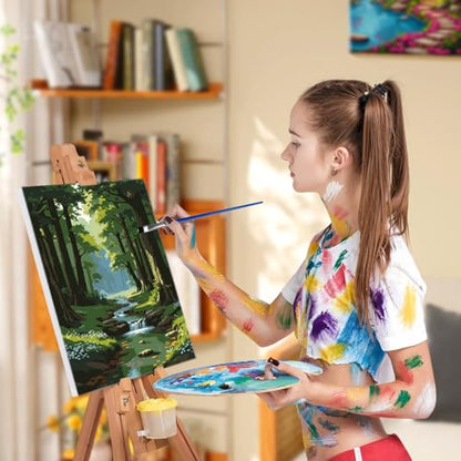 JOOZ DIY Landscape Paint by Numbers Kit for Adults with Frame, 8x12 Inch - color: Forest 085