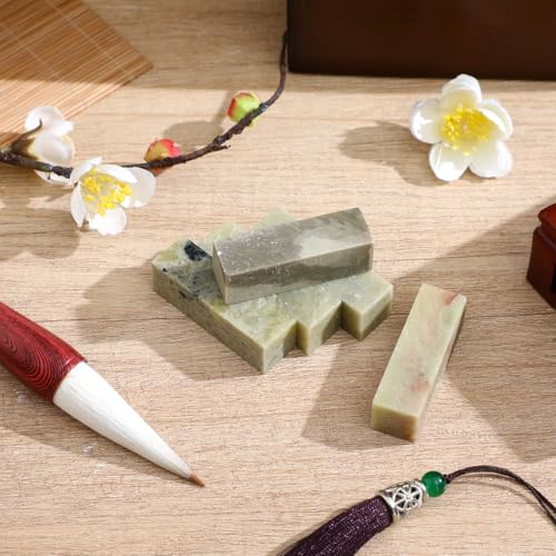 Uonlytech 5Pcs Stone Seal Carving Blanks, Engraved Seal Material for Stamp Making, Stone Carving Kit for Crafts and Decorative Art