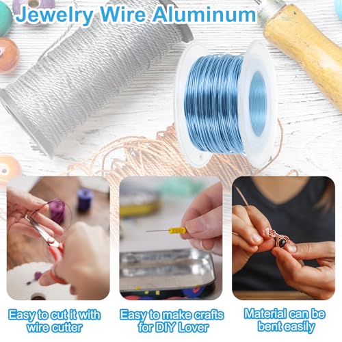 PATIKIL 20 Gauge 0.8mm Aluminum Craft Wire, 98.4 Ft Metal Wire Armature Bendable Wire for Jewelry Making Metal Wrap DIY, Steel Blue - color: Steel Blue, size: 0.8 mm x 30 m