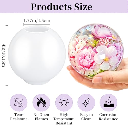 4 Inch Resin Sphere Mold, Seamless Large Round Ball Silicone Mold - color: Sphere Resin Molds