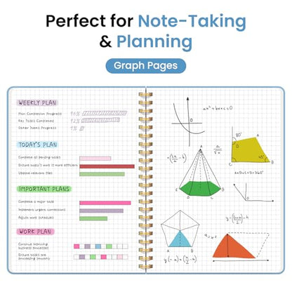 Taja Graph Spiral Journal Notebook for Women & Men, 140 Pages, Graph Paper Hardcover Notebook for Planning & Tracking, Journals for Graphing, A5(5.7" x 7.9") – Blue - color: D.Blue, style: c-Graph
