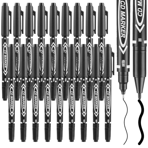 Sibba 20 PCS Dual-Tip Black Drawing Pens 0.5/1mm Bold & Fine Paint Markers, Fineliner Permanent Marker Bible Journaling Writing Pens for Artist Sketch Sketching Writing Dooding Marking Signature