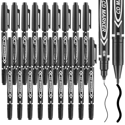 Sibba 20 PCS Dual-Tip Black Drawing Pens 0.5/1mm Bold & Fine Paint Markers, Fineliner Permanent Marker Bible Journaling Writing Pens for Artist Sketch Sketching Writing Dooding Marking Signature