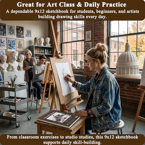 9" x 12" Sketch Book, Top Spiral Bound Sketch Pad, 2 Packs 100 Sheets Each (68lb/100gsm), Acid Free Art Sketchbook Artistic Drawing Painting Writing Paper for Kids Adults Beginners Artists - color: Brown, size: 9" x 12" (Pack of 2)