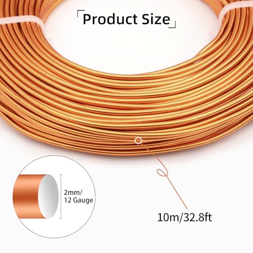 12 Gauge Aluminum Craft Wire for Jewelry Making, 32.8FT Bendable Metal Wirefor Bonsai Armature(Orange) - color: Orange