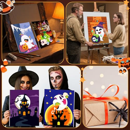 Harloon 36 Pcs Afro Queen Pre Drawn Canvas 8x10,Funny Halloween - style: Funny Halloween