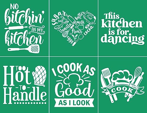 DGAGA Kitchen Silk Screen Stencils, This Kitchen Is for Dancing Reusable Self Adhesive Screen Printing Stencils, Mesh Transfers Stencils for Craft, Painting on Wood/Plate/Cup, Home Decor - color: kitchen stencils