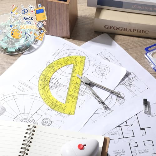 EBOOT Student Geometry Set, 180 Degree Protractor Compass 6",Yellow | Swing Arm Protractor Ruler Compass, Geometry Drawing Tools for Measuring Angles, School Classroom Math Supplies - color: Yellow