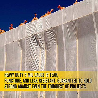 Aluf Plastics 6 MIL Thick Extra Strong Heavy Duty Fire Retardant Clear All Purpose Vapor and Moisture Barrier Sheet Tarp/Drop Cloth - 20" x 100' - For Painting, Furniture, Carpet, & Contractor - color: Clear, style: 20ft x 100ft Flame Retardent Sheeting,