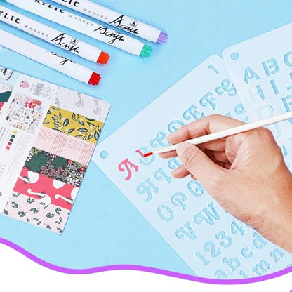 UCEC 40 PCS Letter Stencils for Painting, 6 Sizes 0.3-1.45 Inch for Crafts | 6+ Sizes 0.3/0.35/0.55/0.65/0.85/1.45 Inch Number & Alphabet Stencils for Crafts, Bullet Journal Stencil & Stencil for Art - size: 4*7 inch/40 pcs