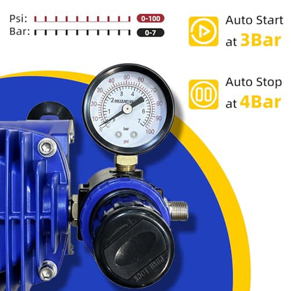 1/5HP Airbrush Kit with Compressor, Dual Air Brush Set with Paints | 12 Acrylic Paint Colors, 6 Siphon Bottles, Cleaning Tools and Mixing Wheel for Art, Craft, Model, Auto and T-Shirt Painting