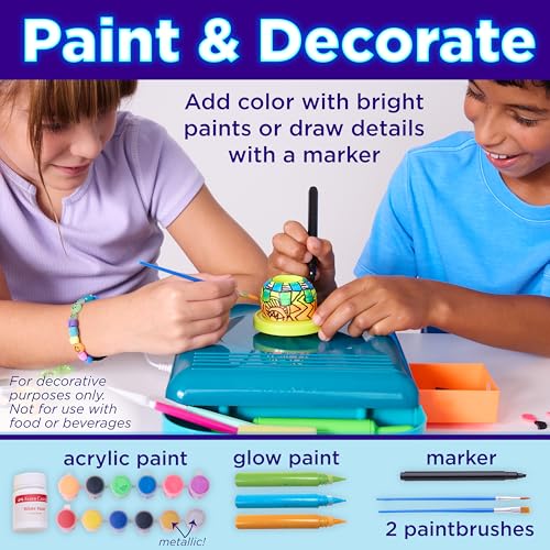 Faber-Castell Neon Glow Pottery Studio: Create Your Own Pottery Designs with USB-Powered Pottery Wheel, Air Dry Clay, Neon & Glow in The Dark Paints, Tools & 50+ Craft Supplies for Kids (Ages 8+) - size: Deluxe Starter Bundle