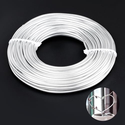 9 Gauge Aluminum Craft Wire, 52.5F 3mm Silver Bendable Metal Wire - color: Silver
