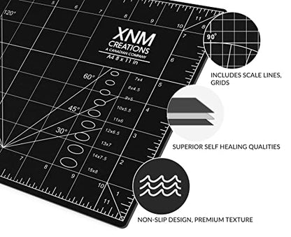 XNM Premium Self Healing Cutting Mat - 8 Inches by 11 inches - A4, 3 Layer Quality PVC Construction - Dual Sided, Imperial and Metric Grid Lines - Perfect for Cutting, Sewing, and Crafts - size: 11"L x 8"W