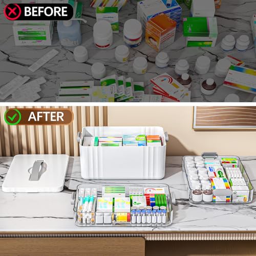 ARSTPEOE 3-Tier Medicine Organizer - Portable Medicine Cabinet with Handle - size: Extra Large 3 Tier