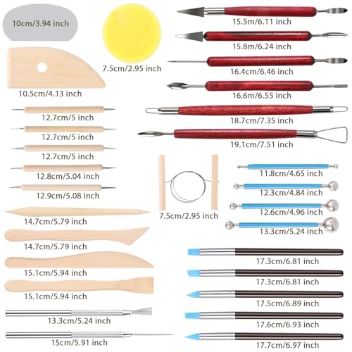 Tovotum Clay Sculpting Tools Kit 30PCS Ceramic Pottery Carving Tools Set