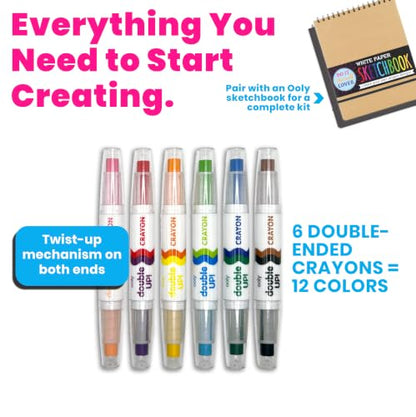 OOLY Double Up Double-Ended Twist-Up Crayons, Set of 6, 12 Colors | Ages 3+, Easy-Grip, Non-Toxic and Water Soluble, Fun Double-Ended Twist-Up Crayons for Toddlers and Kids, Great Gift - style: Double Up Crayons - Set of 6