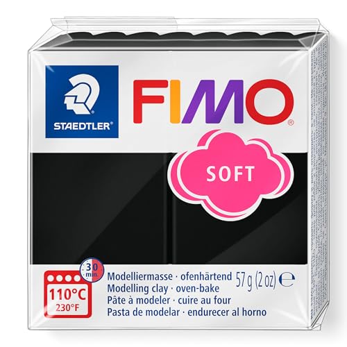 Staedtler FIMO Soft Polymer Clay - -Oven Bake Clay for Jewelry, Sculpting, Crafting, Black 8020-9 - color: black, size: 57 g (Pack of 1)
