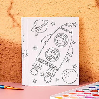 Fulmoon 24 Pcs Pre Drawn Canvas for Painting for Adults Preprinted Bulk 7.8 x 5.8 Inch Pre-Stenciled Painting Canvas Panels for DIY Party Favor Gift Activities, 12 Style