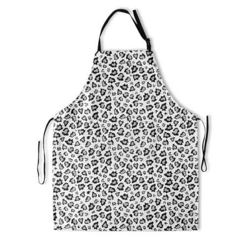 Giwawa Unisex Adult Apron Waterproof Stain Resistant Kitchen Cooking Apron with 2 Pockets for BBQ Grill Painting - color: Leopard Print
