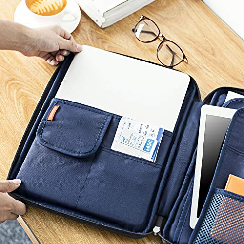 BTSKY New Universal A4 Document Bags Portfolio Organizer- Waterproof Travel Gear Organizer Zipper Case/Document File Bag for Ipads, Notebooks, Pens, Document Dark Grey New